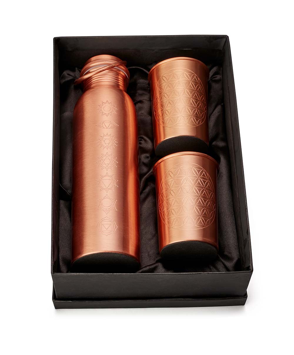 Ayurveda Copper Pure Copper Gift Set of Coated Black Silk Finish Water  Bottle With Gift Box 900 ml Bottle With Drinking Glass - Buy Ayurveda Copper  Pure Copper Gift Set of Coated